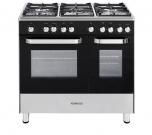 CK 405-1 Dual Fuel Range Cooker 90 cm in Black Glass & Chrome